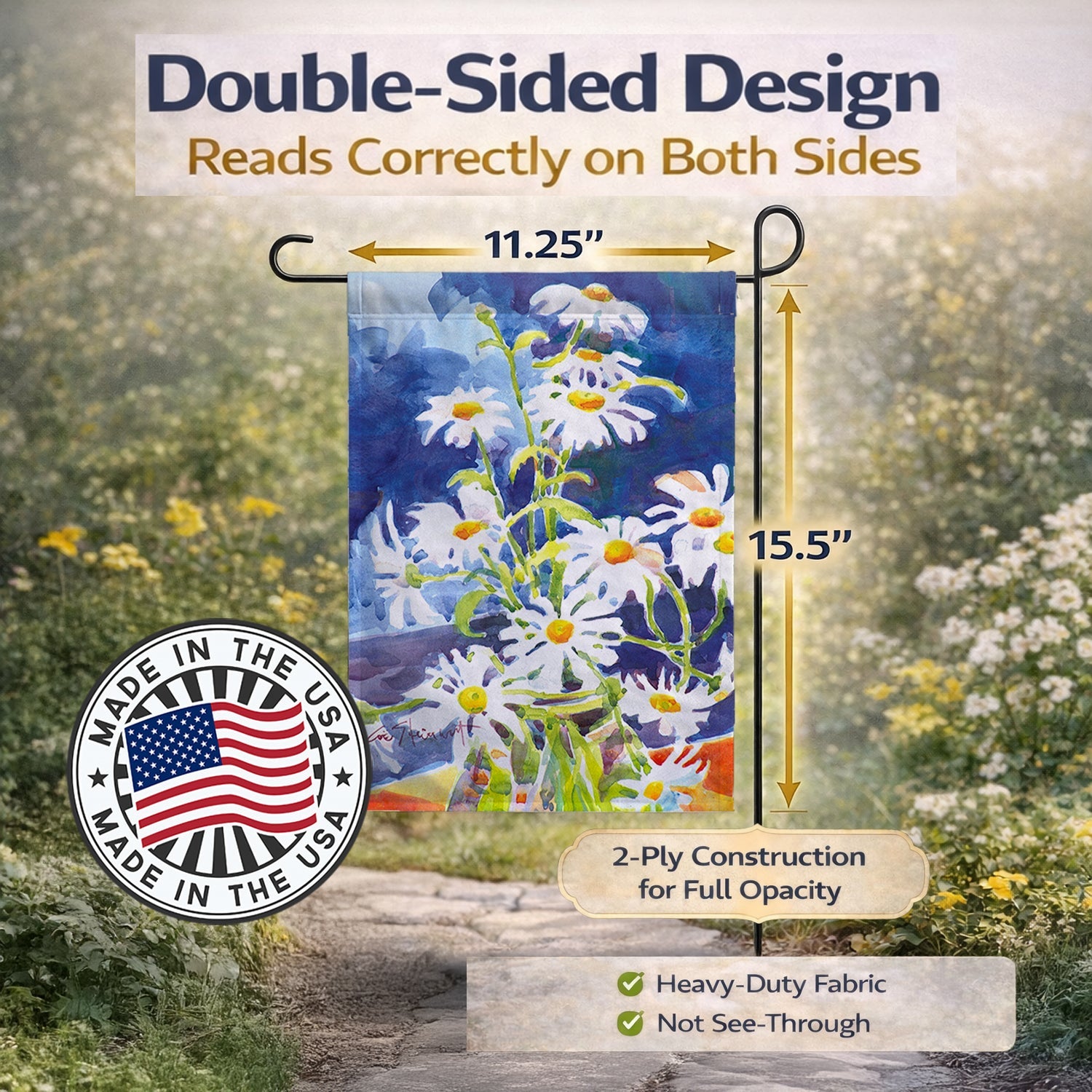 Flowers - Daisy Garden Flag Mailbox Decorative Yard Banner Outside Patio Artwork for Flower Beds, Garden Size, Multicolor