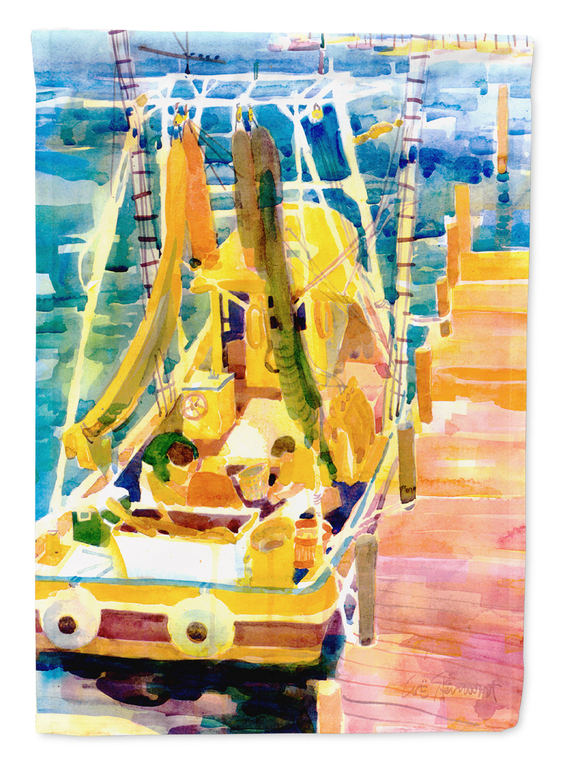 Shrimp Boats Garden Flag Mailbox Decorative Yard Banner Outside Patio Artwork for Flower Beds, Garden Size, Multicolor