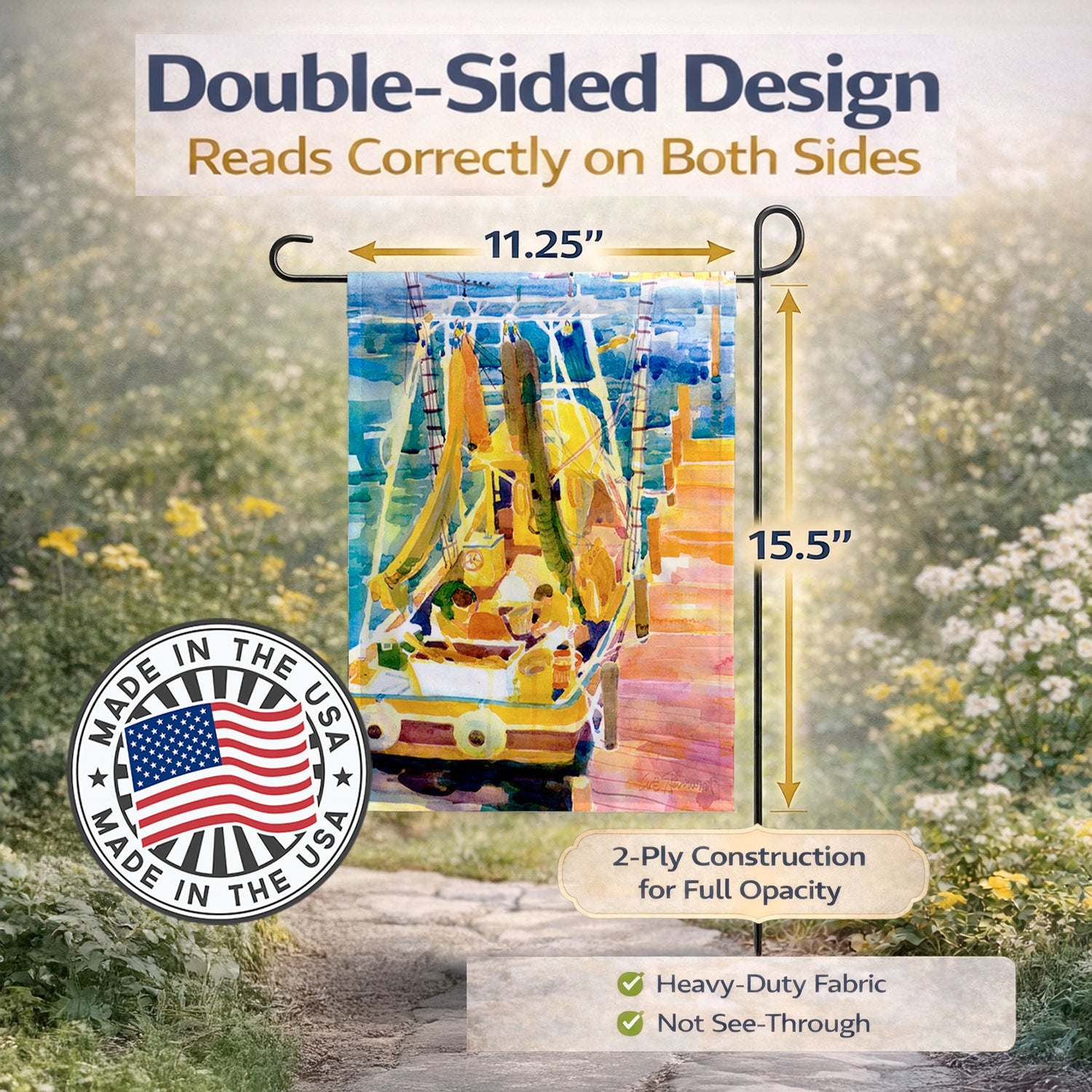 Shrimp Boats Garden Flag Mailbox Decorative Yard Banner Outside Patio Artwork for Flower Beds, Garden Size, Multicolor