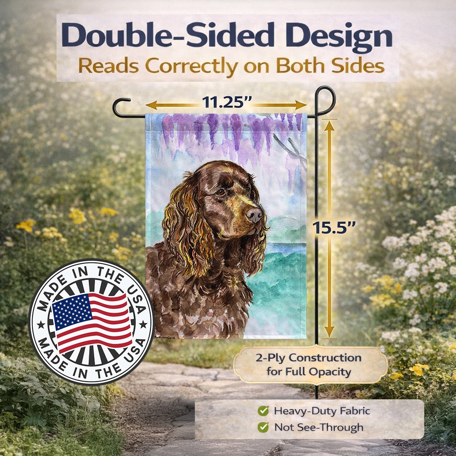 American Water Spaniel Garden Flag Mailbox Decorative Yard Banner Outside Patio Artwork for Flower Beds, Garden Size, Multicolor