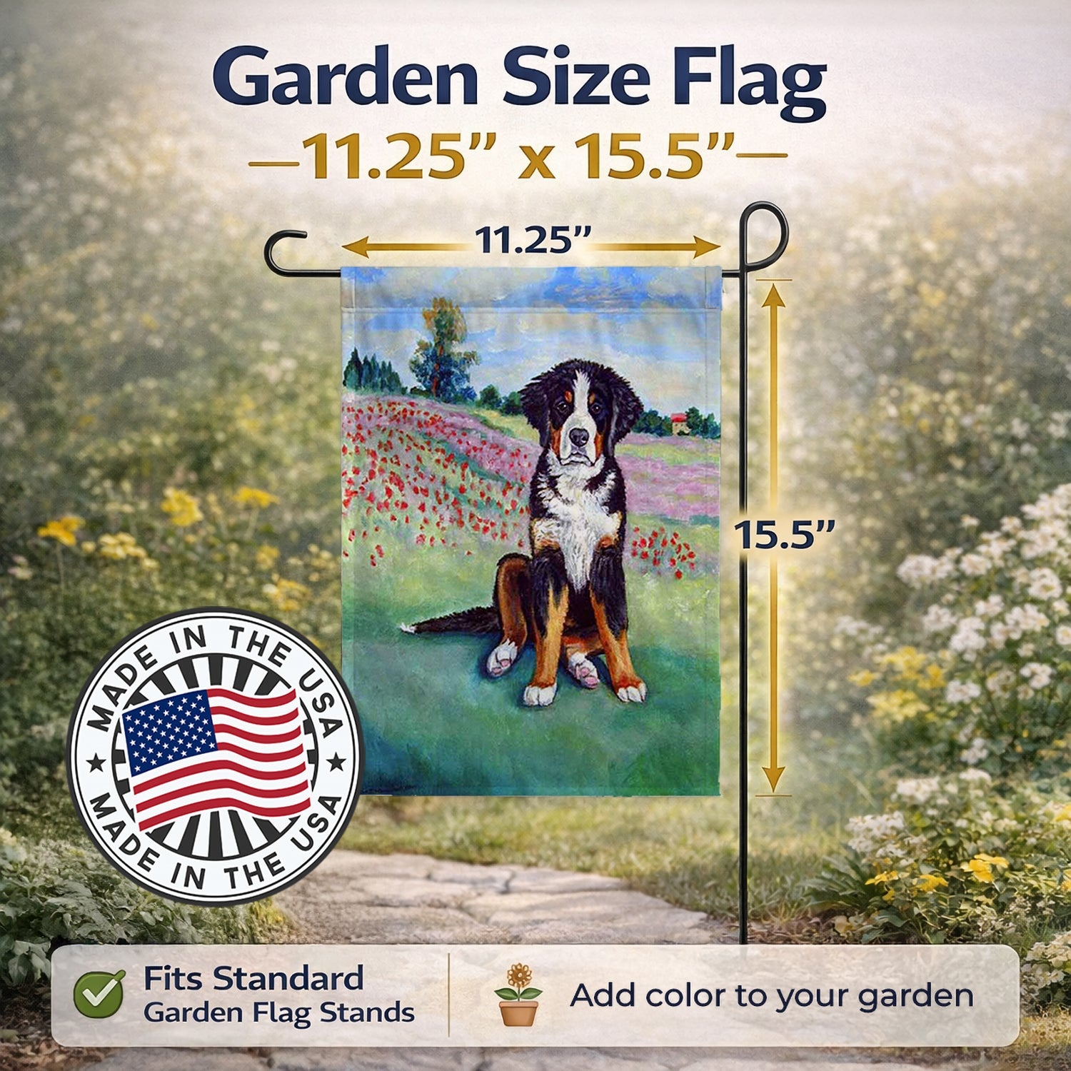 Bernese Mountain Dog Garden Flag Mailbox Decorative Yard Banner Outside Patio Artwork for Flower Beds, Garden Size, Multicolor