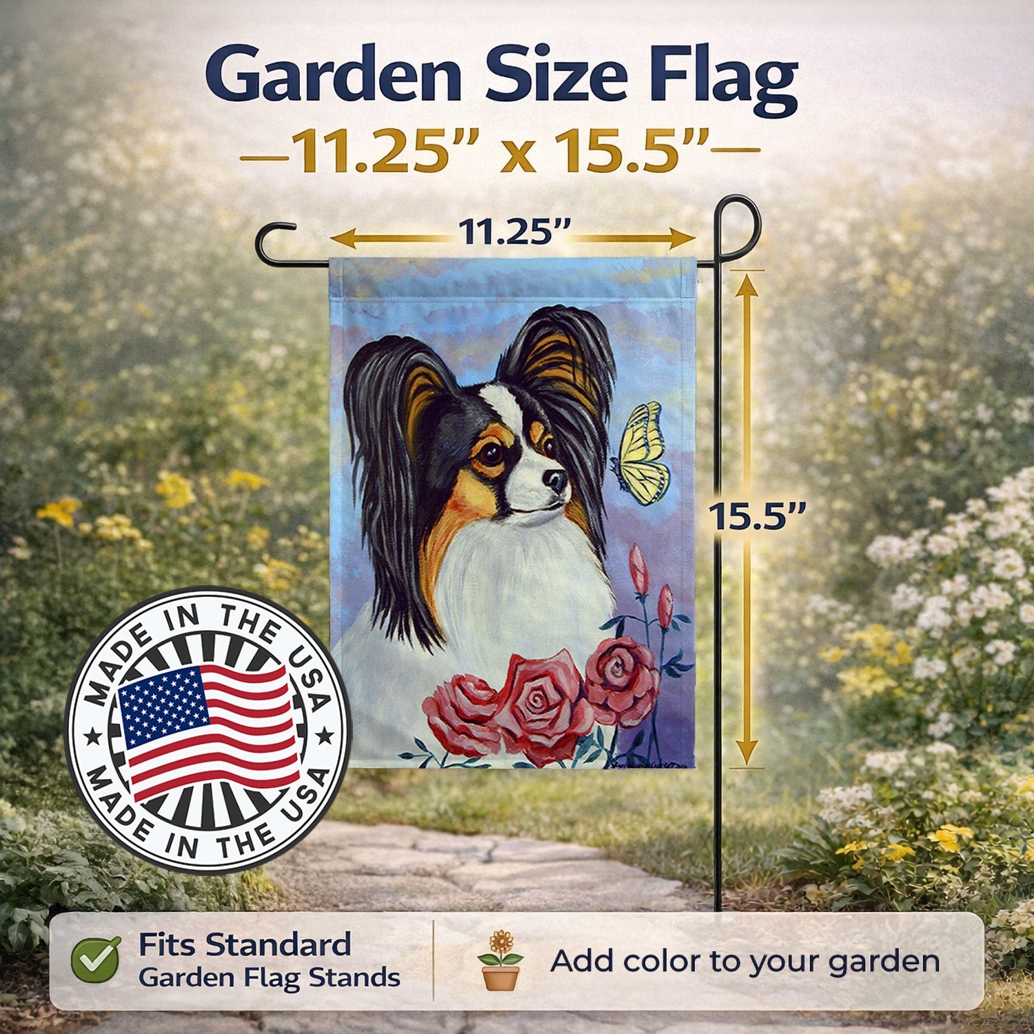 Papillon Yellow Butterfly Garden Flag Mailbox Decorative Yard Banner Outside Patio Artwork for Flower Beds, Garden Size, Multicolor