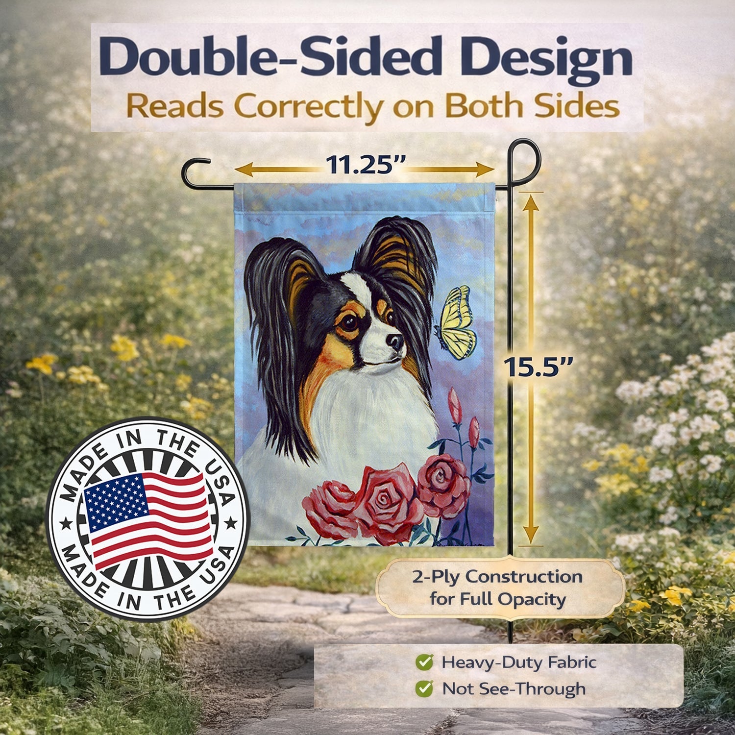 Papillon Yellow Butterfly Garden Flag Mailbox Decorative Yard Banner Outside Patio Artwork for Flower Beds, Garden Size, Multicolor