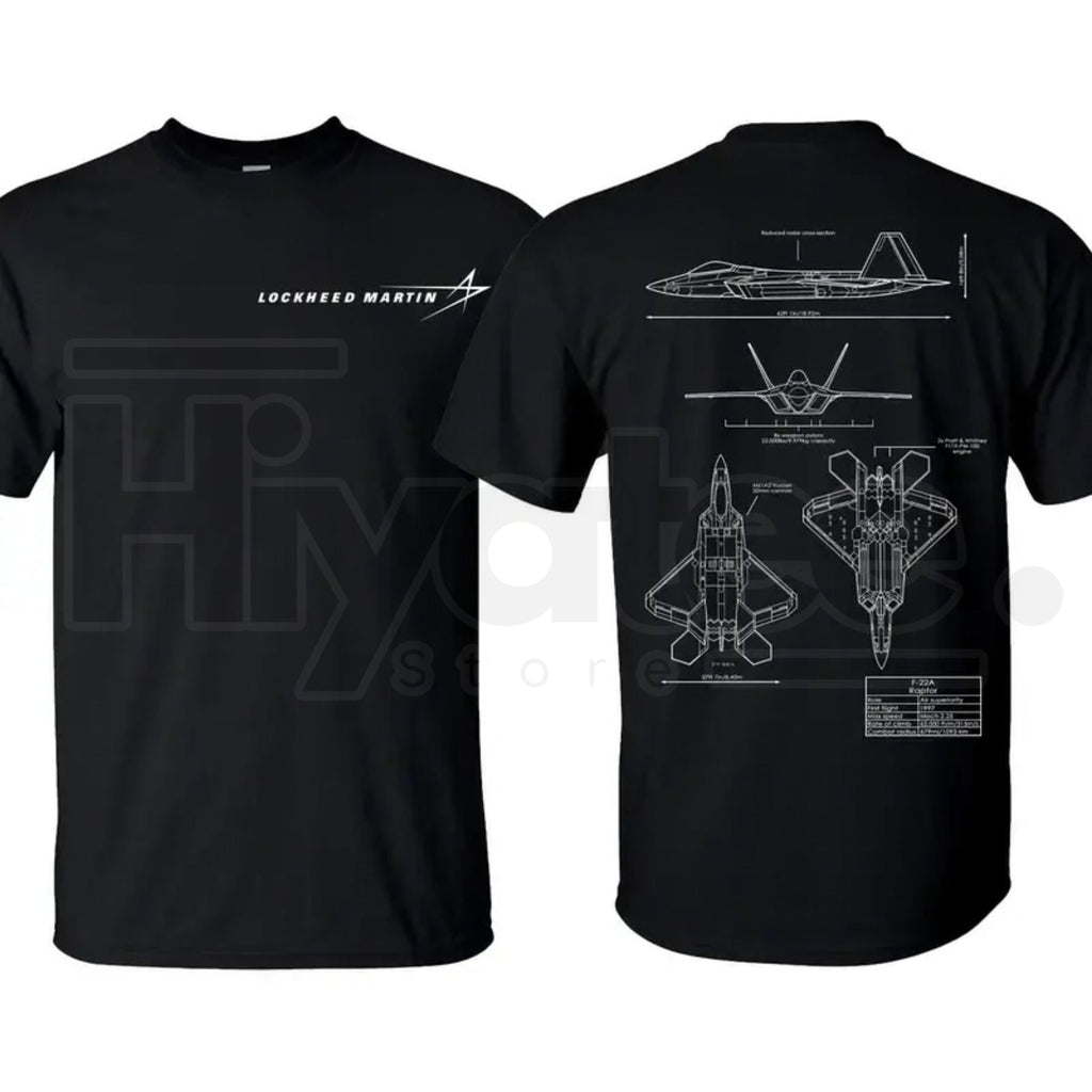 F-22 Raptor Blueprint T-Shirt – Vintage Aviation Graphic Tee, Military Aircraft Enthusiast